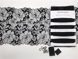 Набор с вышивкой на сетке черный - фото 6559