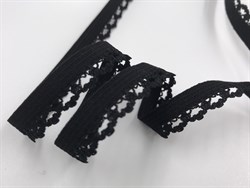 Резинка отделочная, мягкая ажурная, цвет черный, 12 мм шириной - фото 7139