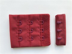Застежка текстильная на 3 крючка (темно-красный)