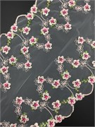 Вышивка на сетке белый/цветы/персиковый, неэластичная, ширина 30 см 2884