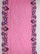 Вышивка на сетке неэластичная, фуксия, ширина 28 см, неэластичная 2889