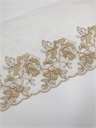 Вышивка на сетке бежевая/золотистая, ширина 21 см, неэластичная, правая сторона 2891