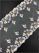 Вышивка на сетке молочный/розовый/голубой, ширина 24 см, неэластичная 2902