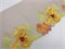 Вышивка на сетке загар/желтые/розовые цветы, неэластичная, правая сторона, ширина 20 см 2861