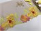 Вышивка на сетке загар/желтые/розовые цветы, неэластичная, правая сторона, ширина 20 см 2861